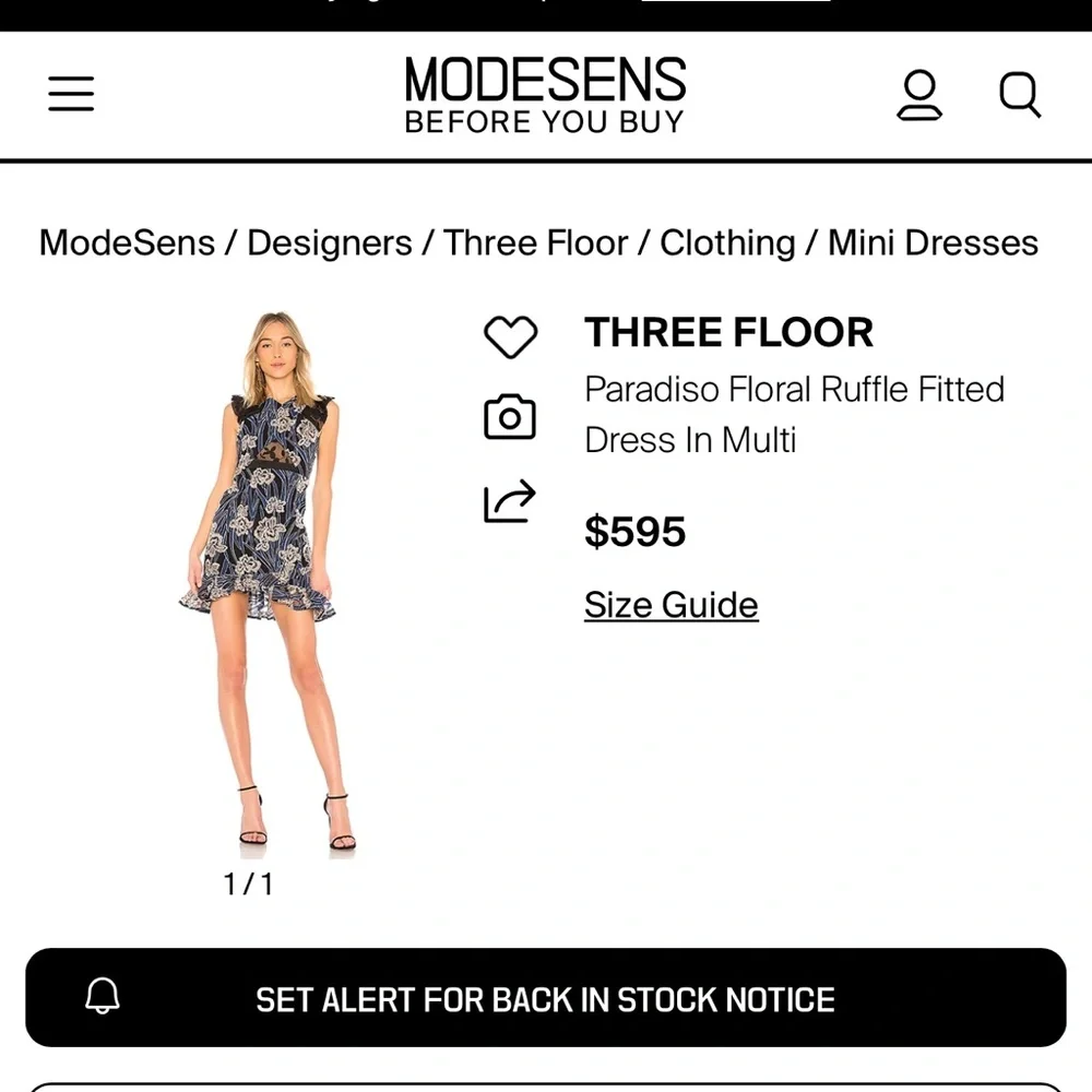 Three Floor Paradiso Dress size L - Picture 5 of 5